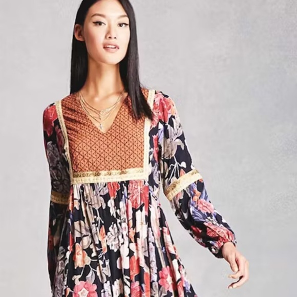 Anthropologie Boho Patchwork Embroidered Blouse Balloon Sleeves size Large - Picture 7 of 10